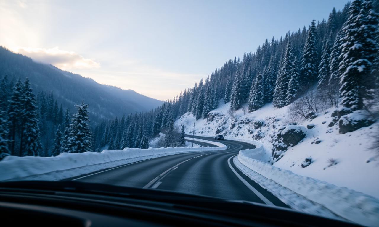 Verschneite Schwarzwaldhochstraße B500 im Winter