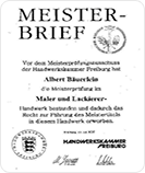 Meisterbrief Maler und Lackierer – Albert Bäuerlein